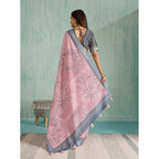 Seduva Women's Silk Blend Printed Saree With Unstitched Blouse 5.5Mtr (Pink)