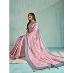 Seduva Women's Silk Blend Printed Saree With Unstitched Blouse 5.5Mtr (Pink)
