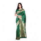 Seduva Women's Banarasi Silk Printed Saree With Unstitched Blouse 5.5Mtr (Green)