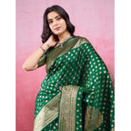 Seduva Women's Banarasi Silk Printed Saree With Unstitched Blouse 5.5Mtr (Green)