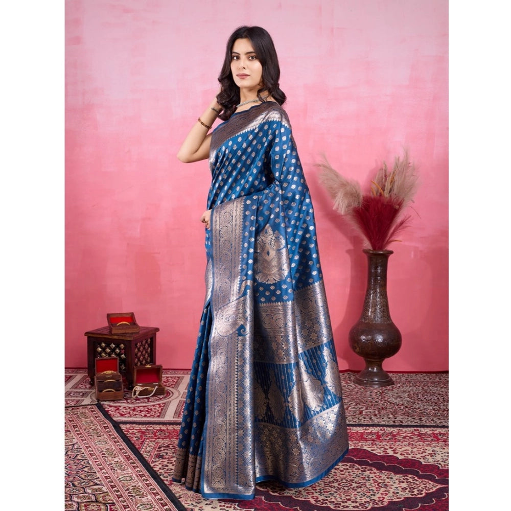 Seduva Women's Banarasi Silk Printed Saree With Unstitched Blouse 5.5Mtr (Pinch)