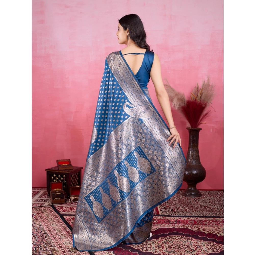 Seduva Women's Banarasi Silk Printed Saree With Unstitched Blouse 5.5Mtr (Pinch)