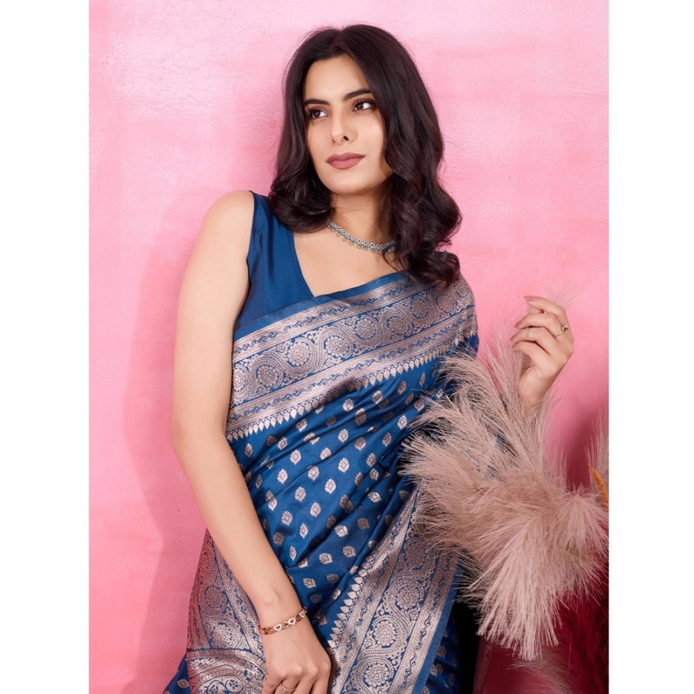 Seduva Women's Banarasi Silk Printed Saree With Unstitched Blouse 5.5Mtr (Pinch)