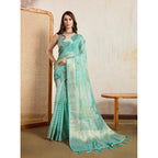 Seduva Women's Viscose Printed Saree With Unstitched Blouse 5.5Mtr (Green)