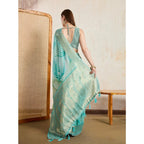 Seduva Women's Viscose Printed Saree With Unstitched Blouse 5.5Mtr (Green)
