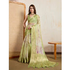 Seduva Women's Viscose Printed Saree With Unstitched Blouse 5.5Mtr (Light Green)