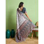 Seduva Women's Silk Blend Printed Saree With Unstitched Blouse 5.5Mtr (Grey)