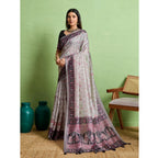 Seduva Women's Silk Blend Printed Saree With Unstitched Blouse 5.5Mtr (Grey)