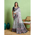 Seduva Women's Silk Blend Printed Saree With Unstitched Blouse 5.5Mtr (Grey)