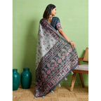 Seduva Women's Silk Blend Printed Saree With Unstitched Blouse 5.5Mtr (Grey)