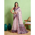 Seduva Women's Silk Blend Printed Saree With Unstitched Blouse 5.5Mtr (Grey)