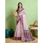 Seduva Women's Silk Blend Printed Saree With Unstitched Blouse 5.5Mtr (Grey)