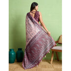 Seduva Women's Silk Blend Printed Saree With Unstitched Blouse 5.5Mtr (Grey)