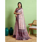 Seduva Women's Silk Blend Printed Saree With Unstitched Blouse 5.5Mtr (Grey)