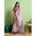Seduva Women's Silk Blend Printed Saree With Unstitched Blouse 5.5Mtr (Grey)