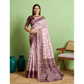 Seduva Women's Silk Blend Printed Saree With Unstitched Blouse 5.5Mtr (Grey)