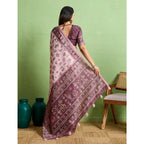 Seduva Women's Silk Blend Printed Saree With Unstitched Blouse 5.5Mtr (Grey)