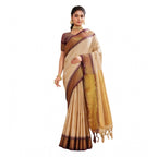 Seduva Women's Silk Blended Jaquard Woven Saree With Unstitched Blouse 5.5Mtr (Beige)