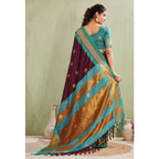 Seduva Women's Silk Blended Jaquard Woven Saree With Unstitched Blouse 5.5Mtr (Purple)