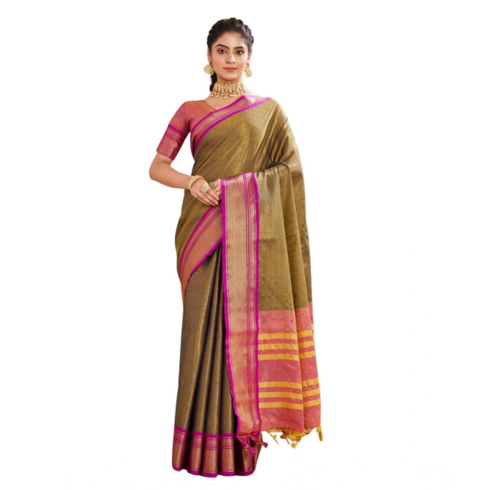 Seduva Women's Silk Blended Jaquard Woven Saree With Unstitched Blouse 5.5Mtr (Green)