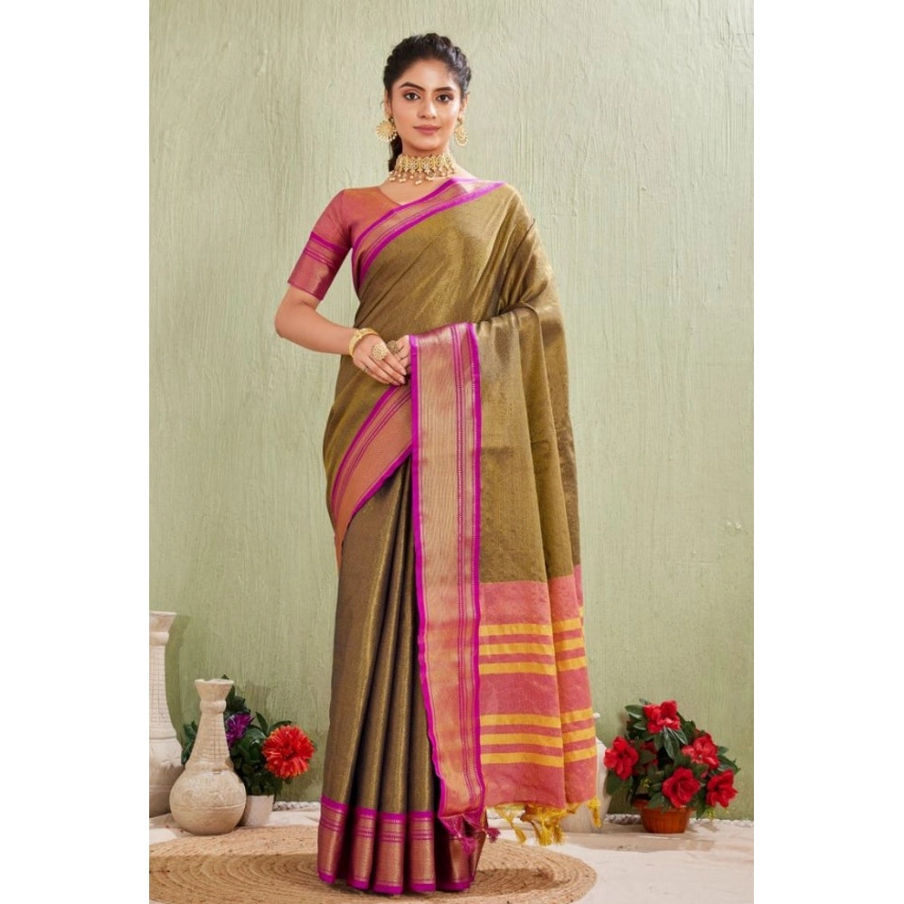 Seduva Women's Silk Blended Jaquard Woven Saree With Unstitched Blouse 5.5Mtr (Green)