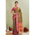 Seduva Women's Silk Blended Jaquard Woven Saree With Unstitched Blouse 5.5Mtr (Green)