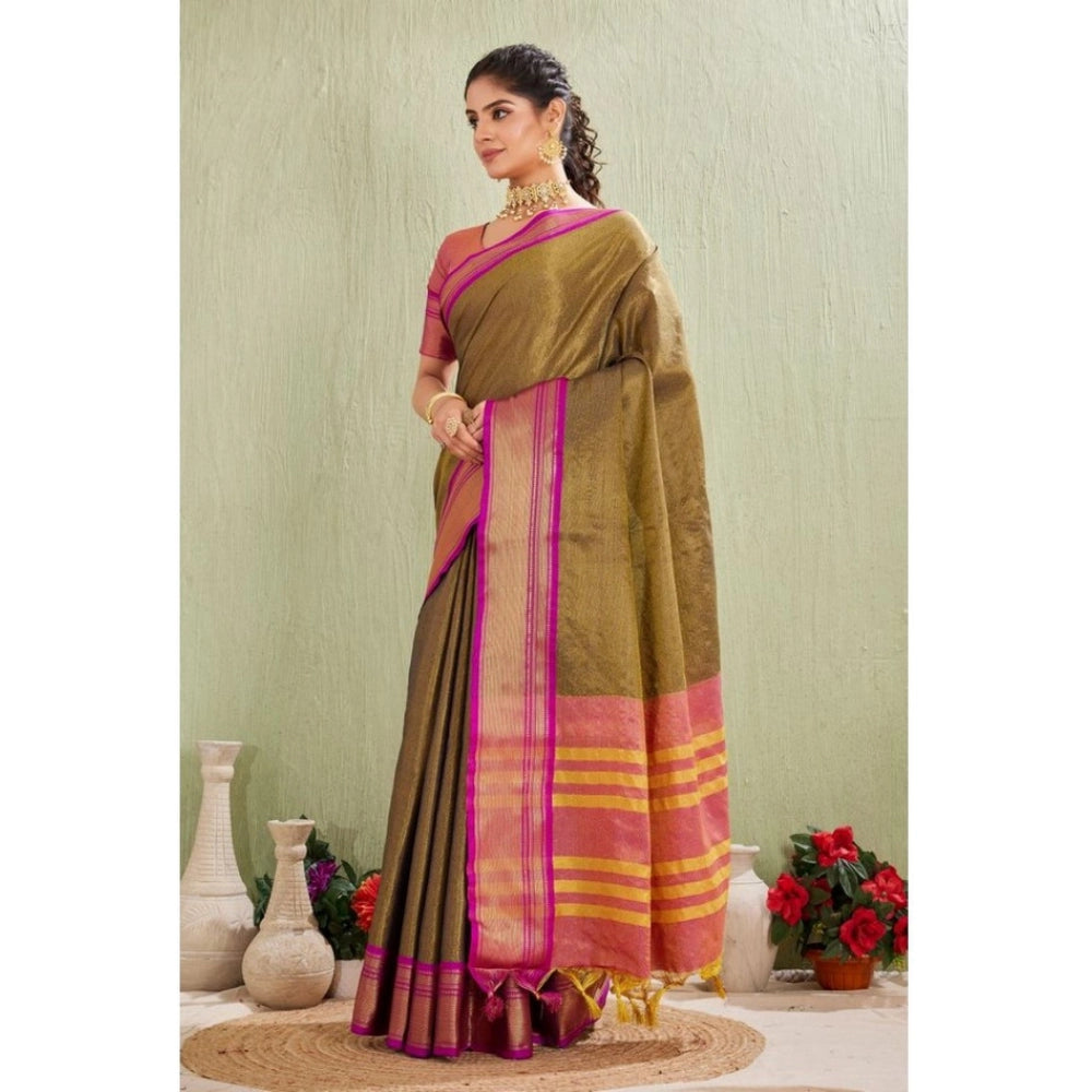 Seduva Women's Silk Blended Jaquard Woven Saree With Unstitched Blouse 5.5Mtr (Green)