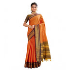 Seduva Women's Silk Blended Jaquard Woven Saree With Unstitched Blouse 5.5Mtr (Orange)