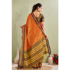 Seduva Women's Silk Blended Jaquard Woven Saree With Unstitched Blouse 5.5Mtr (Orange)