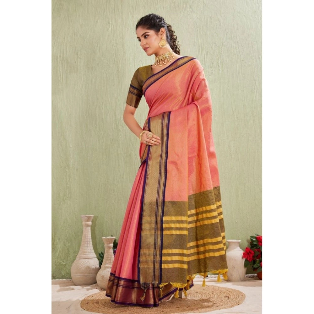 Seduva Women's Silk Blended Jaquard Woven Saree With Unstitched Blouse 5.5Mtr (Pink)