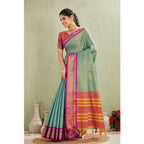 Seduva Women's Silk Blended Jaquard Woven Saree With Unstitched Blouse 5.5Mtr (Light Green)