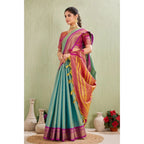 Seduva Women's Silk Blended Jaquard Woven Saree With Unstitched Blouse 5.5Mtr (Light Green)