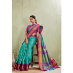 Seduva Women's Silk Blended Jaquard Woven Saree With Unstitched Blouse 5.5Mtr (Light Blue)