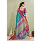 Seduva Women's Silk Blended Jaquard Woven Saree With Unstitched Blouse 5.5Mtr (Light Blue)