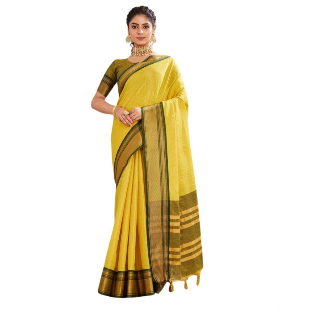 Seduva Women's Silk Blended Jaquard Woven Saree With Unstitched Blouse 5.5Mtr (Yellow)