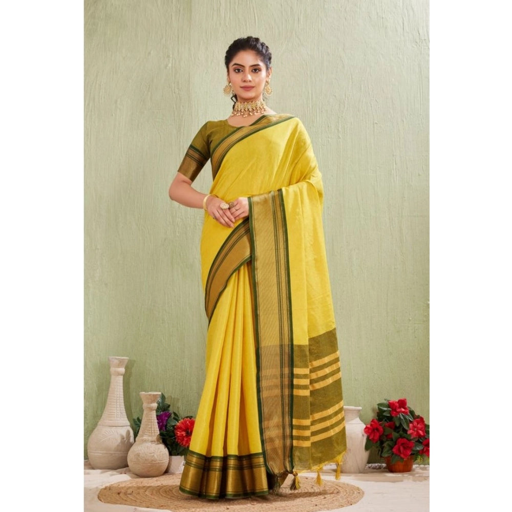 Seduva Women's Silk Blended Jaquard Woven Saree With Unstitched Blouse 5.5Mtr (Yellow)
