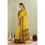 Seduva Women's Silk Blended Jaquard Woven Saree With Unstitched Blouse 5.5Mtr (Yellow)