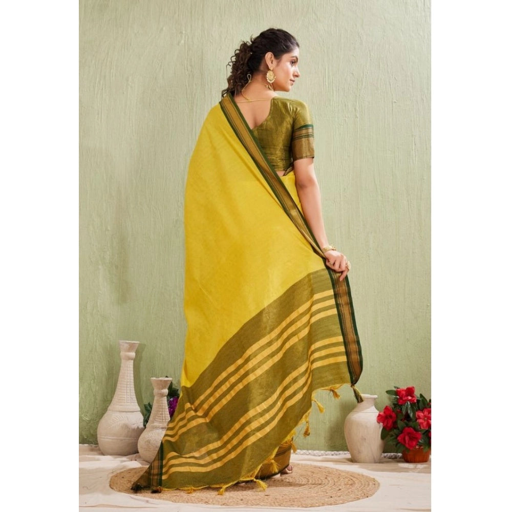 Seduva Women's Silk Blended Jaquard Woven Saree With Unstitched Blouse 5.5Mtr (Yellow)