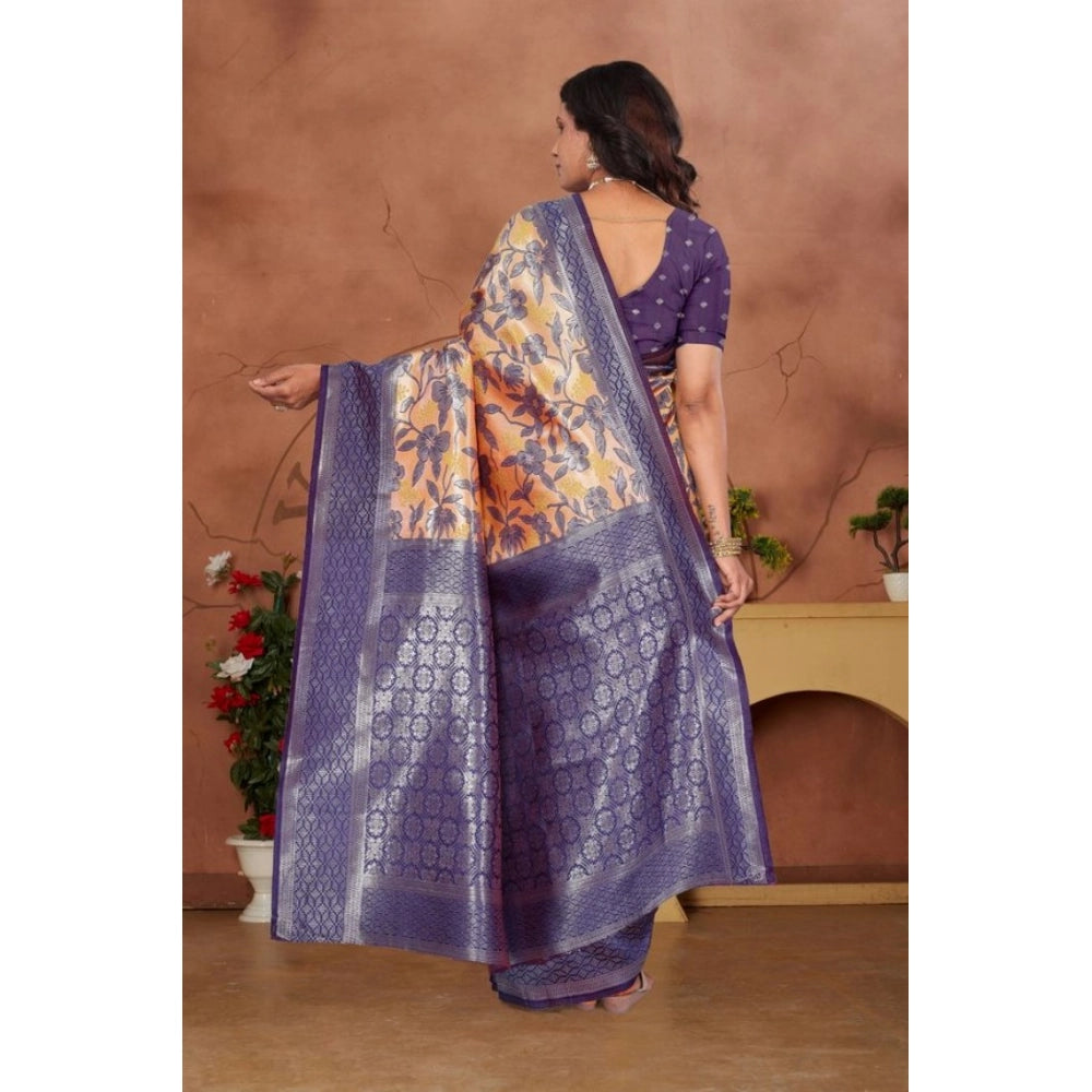 Seduva Women's Banarasi Silk Jaquard Woven Saree With Unstitched Blouse 5.5Mtr (Orange)