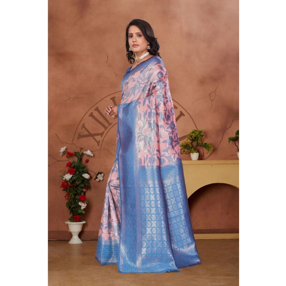 Seduva Women's Banarasi Silk Jaquard Woven Saree With Unstitched Blouse 5.5Mtr (Pink)