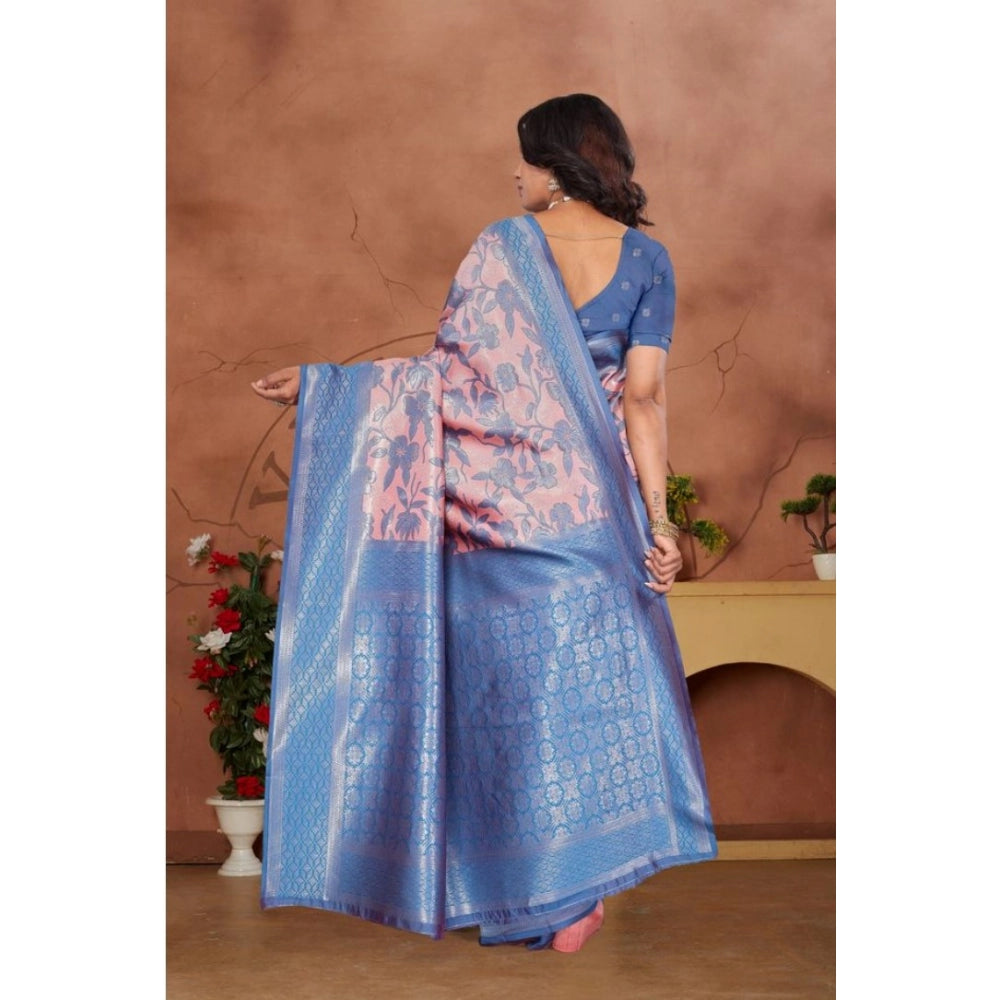 Seduva Women's Banarasi Silk Jaquard Woven Saree With Unstitched Blouse 5.5Mtr (Pink)