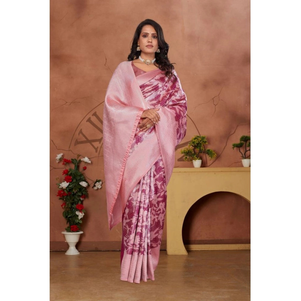 Seduva Women's Banarasi Silk Jaquard Woven Saree With Unstitched Blouse 5.5Mtr (Pink)