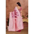 Seduva Women's Banarasi Silk Jaquard Woven Saree With Unstitched Blouse 5.5Mtr (Pink)