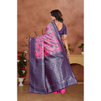 Seduva Women's Banarasi Silk Jaquard Woven Saree With Unstitched Blouse 5.5Mtr (Pink)