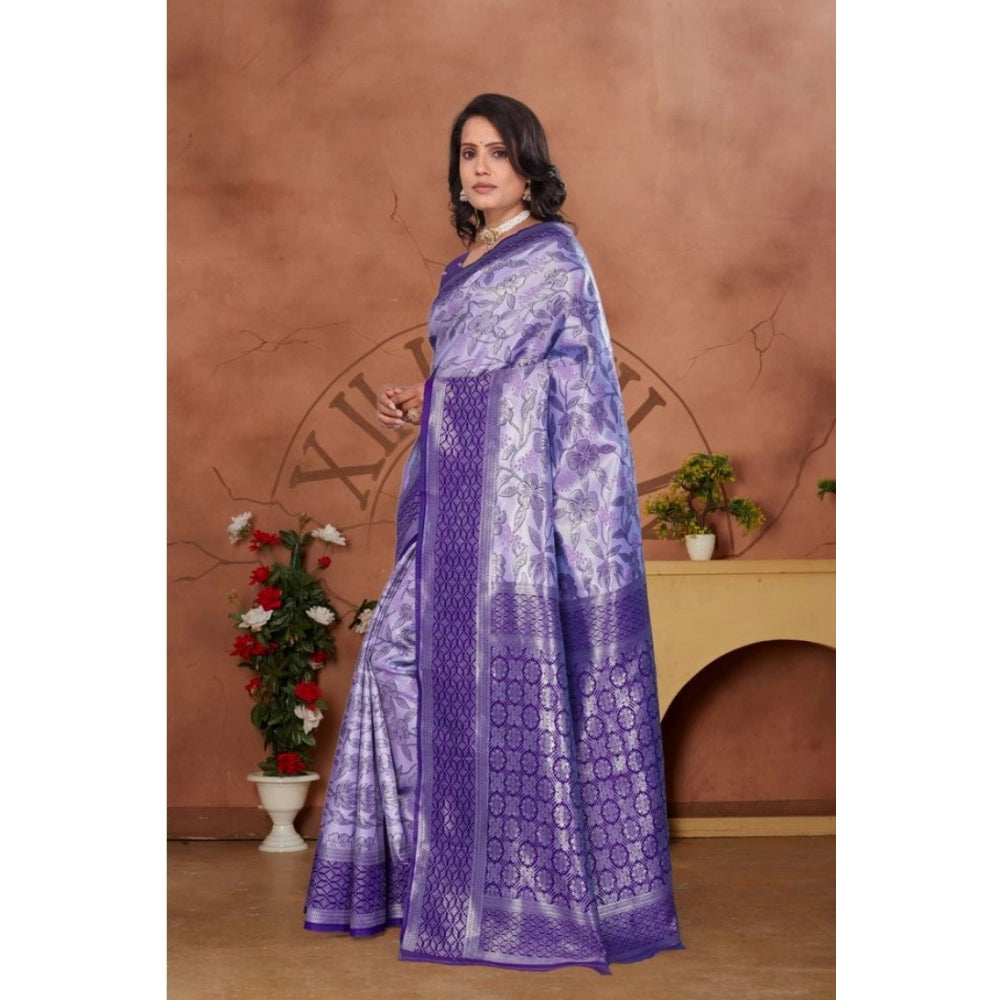 Seduva Women's Banarasi Silk Jaquard Woven Saree With Unstitched Blouse 5.5Mtr (Purple)