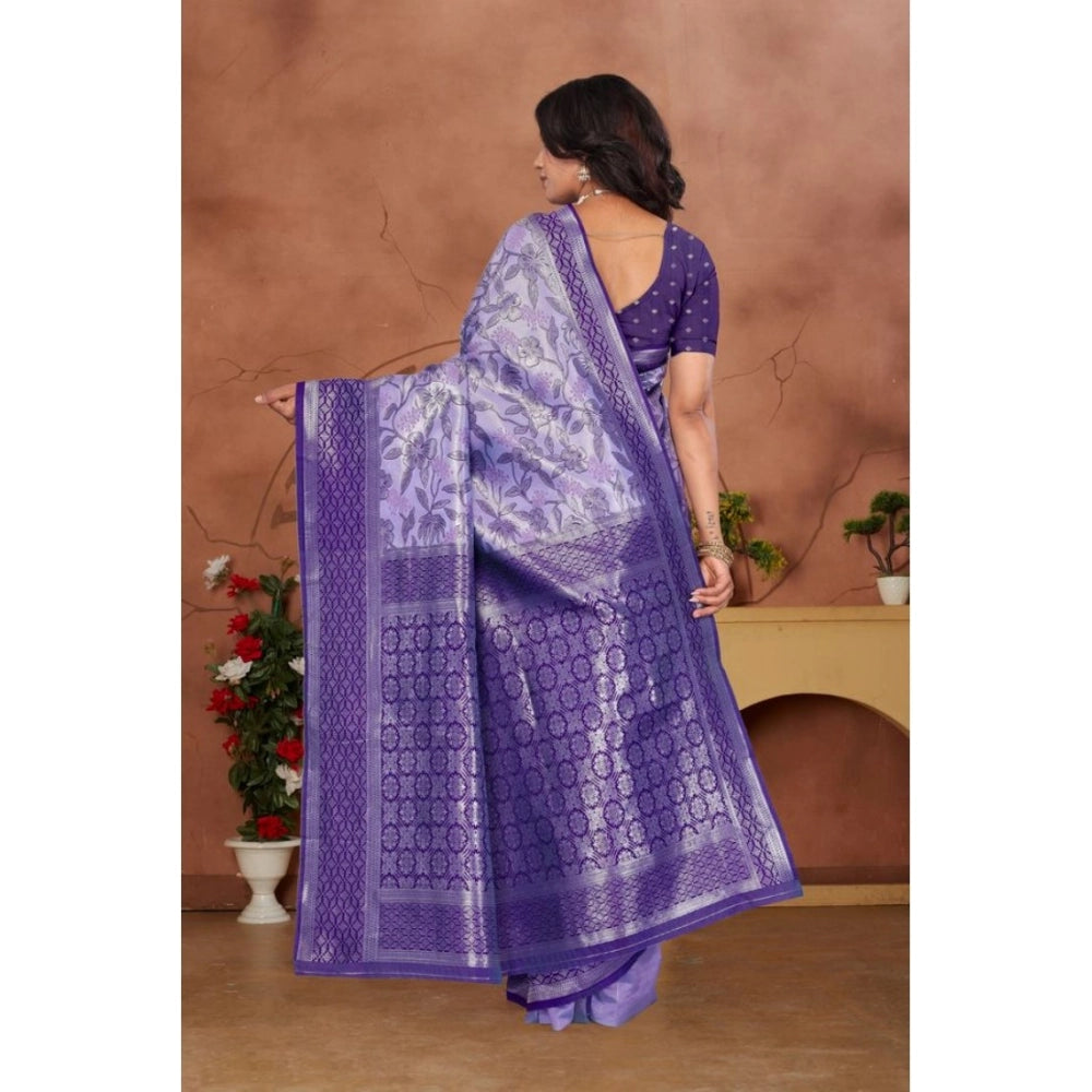 Seduva Women's Banarasi Silk Jaquard Woven Saree With Unstitched Blouse 5.5Mtr (Purple)
