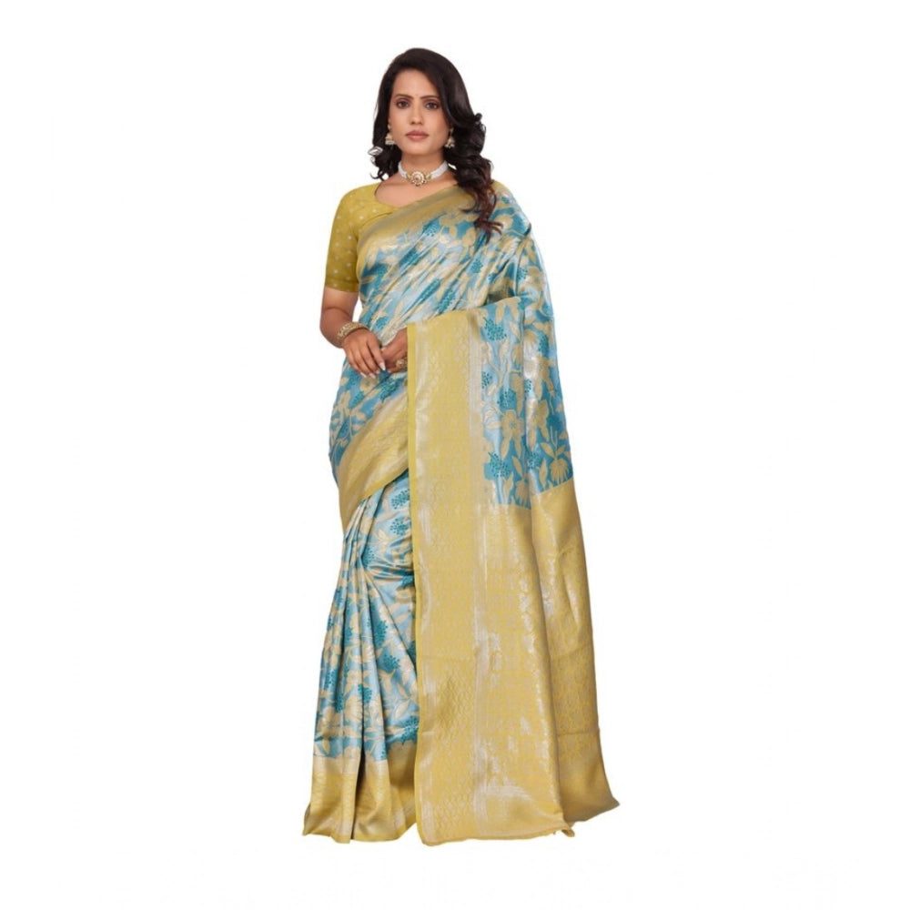 Seduva Women's Banarasi Silk Jaquard Woven Saree With Unstitched Blouse 5.5Mtr (Yellow)