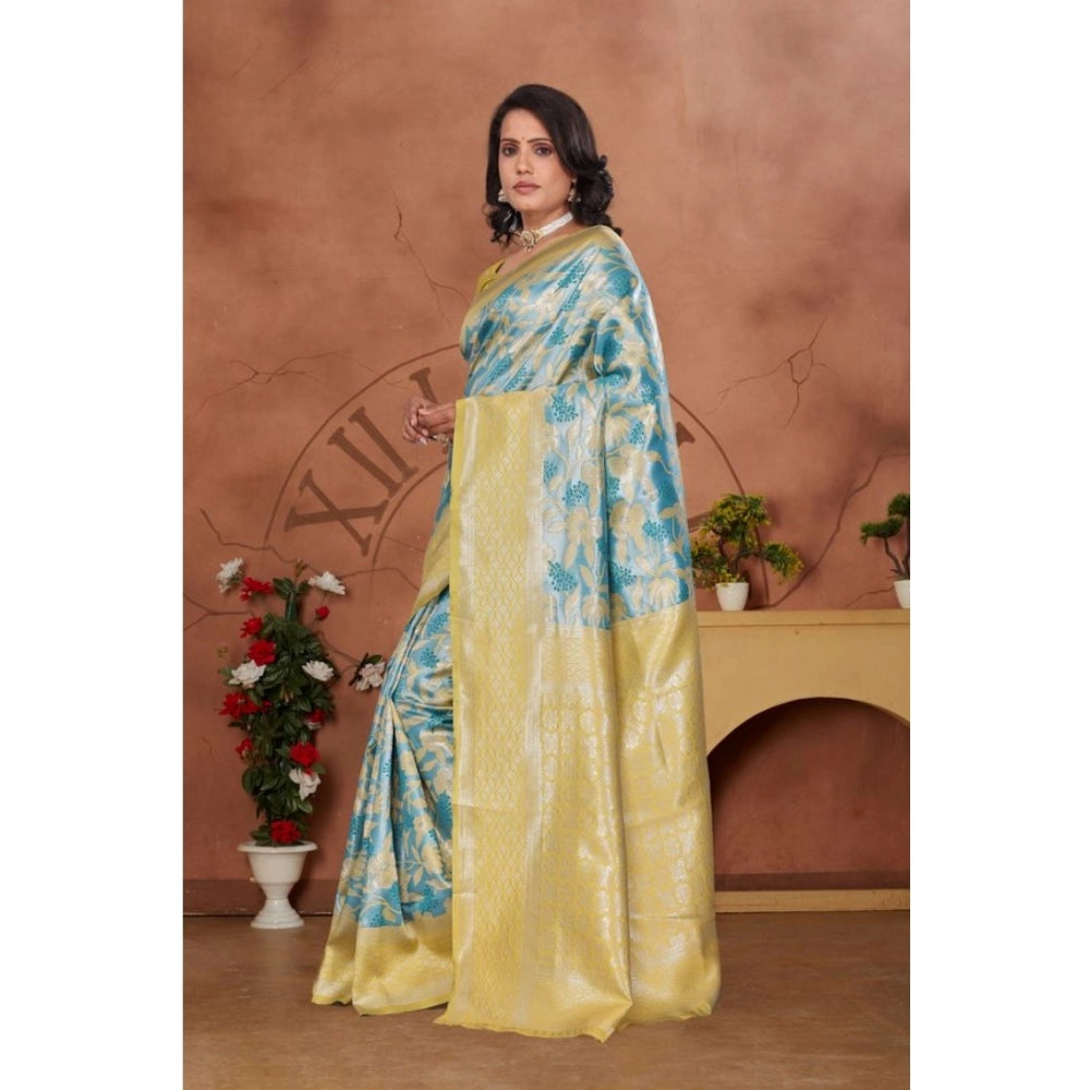 Seduva Women's Banarasi Silk Jaquard Woven Saree With Unstitched Blouse 5.5Mtr (Yellow)
