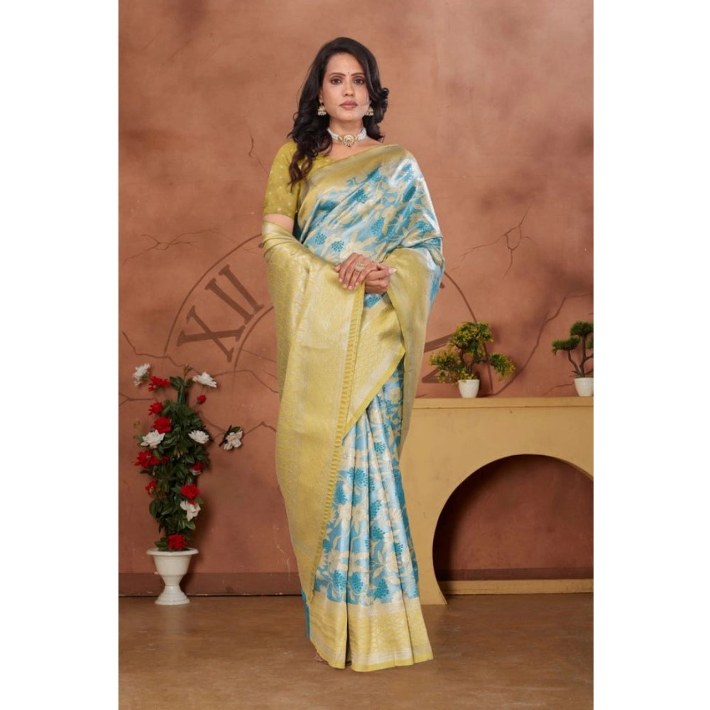 Seduva Women's Banarasi Silk Jaquard Woven Saree With Unstitched Blouse 5.5Mtr (Yellow)