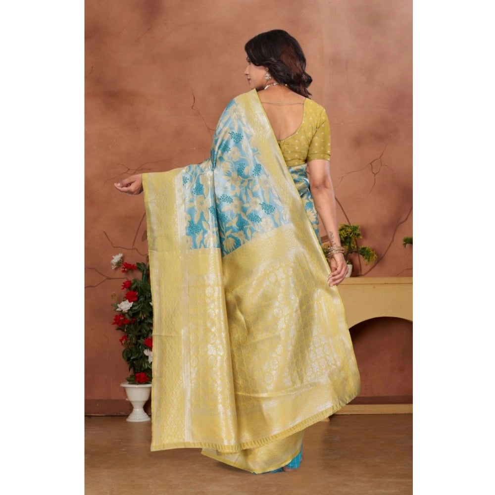 Seduva Women's Banarasi Silk Jaquard Woven Saree With Unstitched Blouse 5.5Mtr (Yellow)
